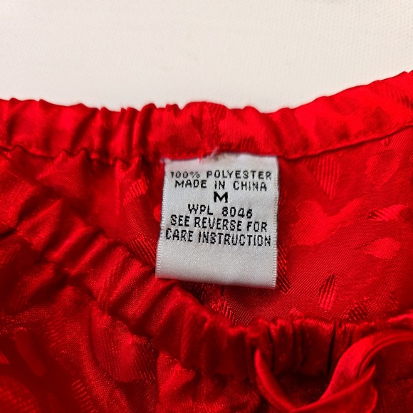 Y2K Morgan Taylor Intimates Red Satin Pajama Set Tank Top & Pants Women's M - Picture 4 of 5